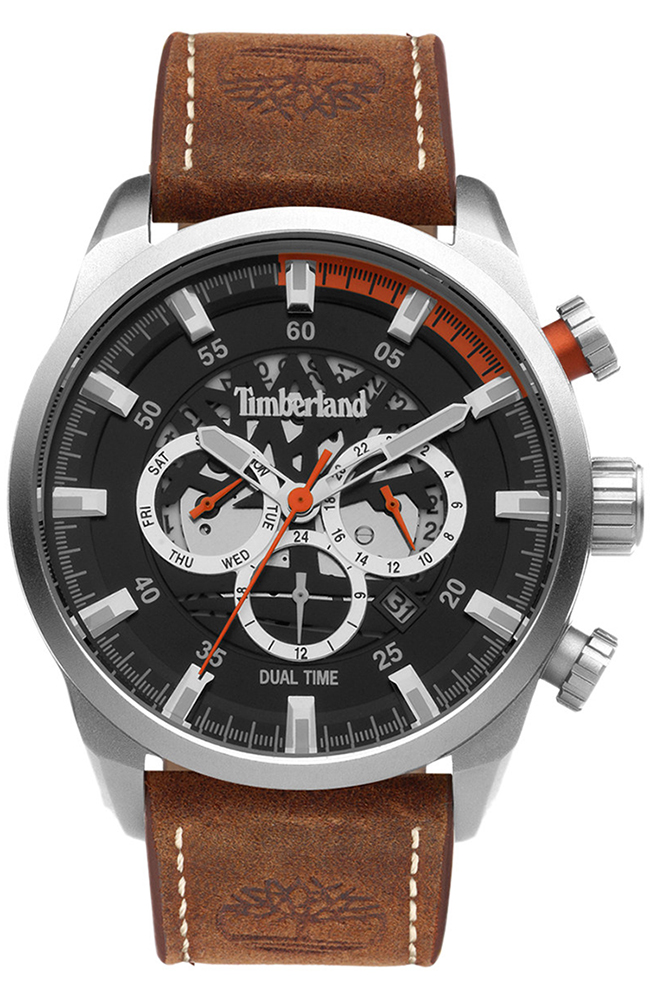 Men\'s Watch TIMBERLAND Henniker Strap - Brown Leather III TDWGF2100603 WATCHES TIMBERLAND E-oro.gr