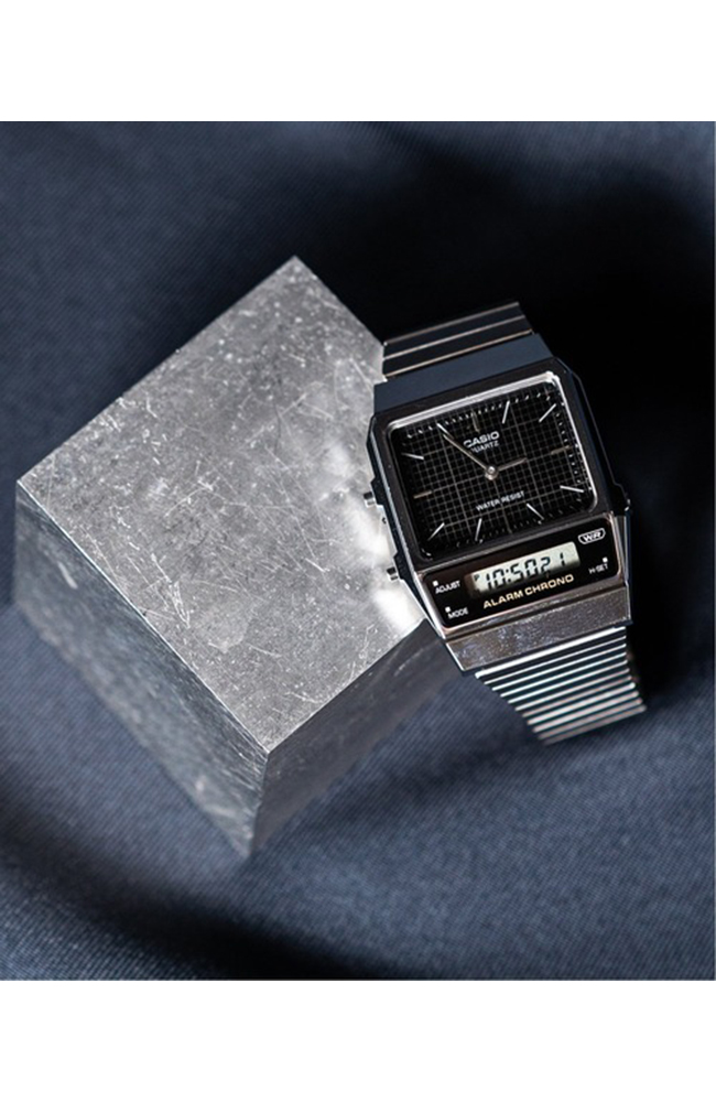 CASIO Watch Bracelet E-oro.gr 1AEF WATCHES AQ-800E- Vintage Silver Stainless AnaDigi Steel CASIO - Men\'s
