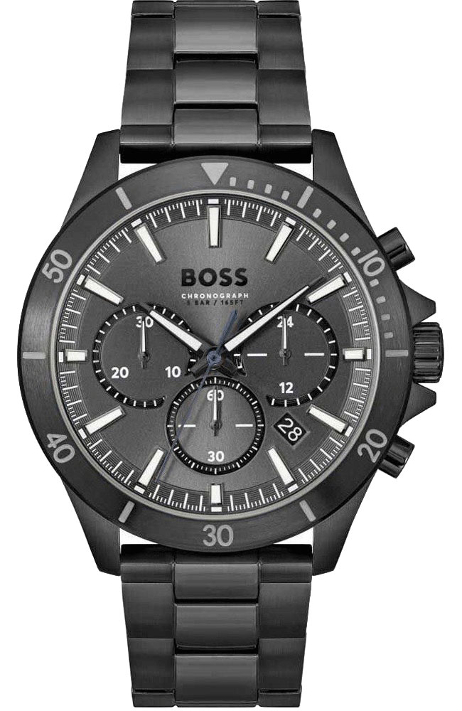 Men\'s watch BOSS Troper Black 1514058 Bracelet Chronograph Steel WATCHES Stainless Boss Hugo BOSS E-oro.gr 