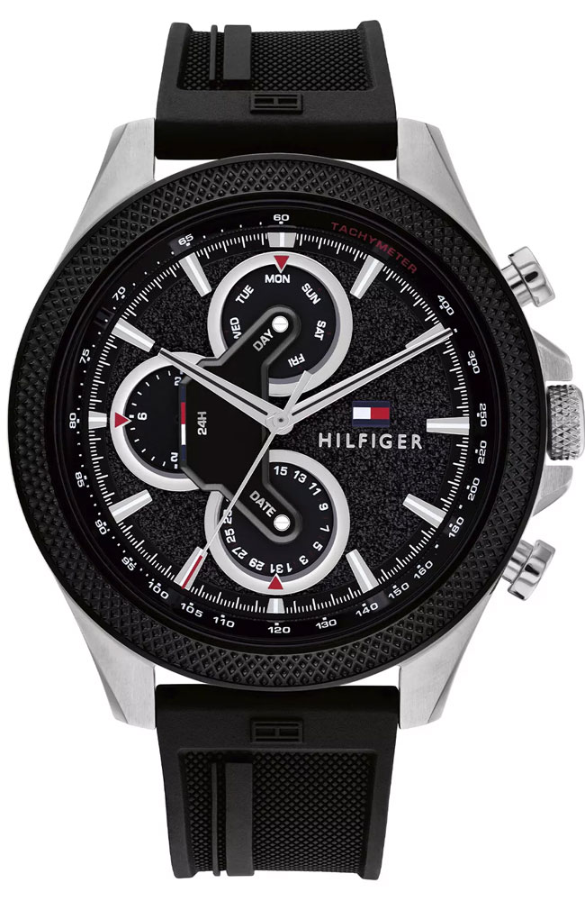Men\'s Watch Tommy HILFIGER - Rubber TOMMY Black E-oro.gr 1792082 Strap WATCHES HILFIGER Multifunction